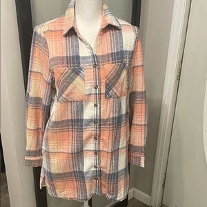 New With Tags…Boutique Plaid Flannel Button-Up Dress/Tunic/Shirt…Size Medium